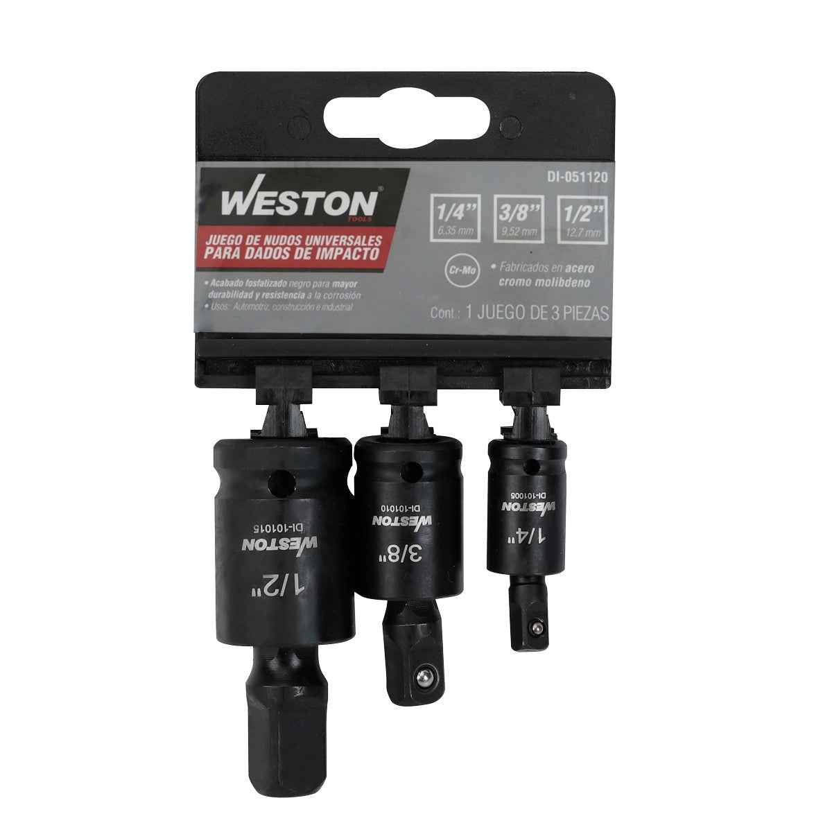 Juego De 3 Nudos Universales Para Dados De Impacto Cuadro 1/4" 3/8" Y 1/2" | DI-051120