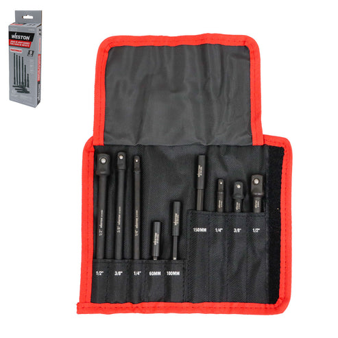 Jgo. De 9 Adaptadores Para Dados De Impacto Cuadro 1/4" 3/8" Y 1/2"