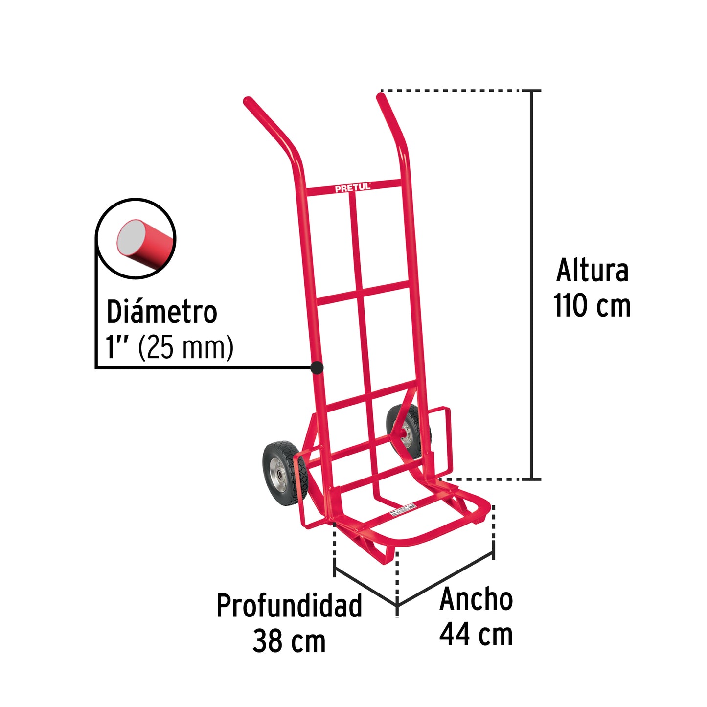 44476 DIA-200 Diablo de carga de 200 kg, ruedas sólidas, balero sencillo