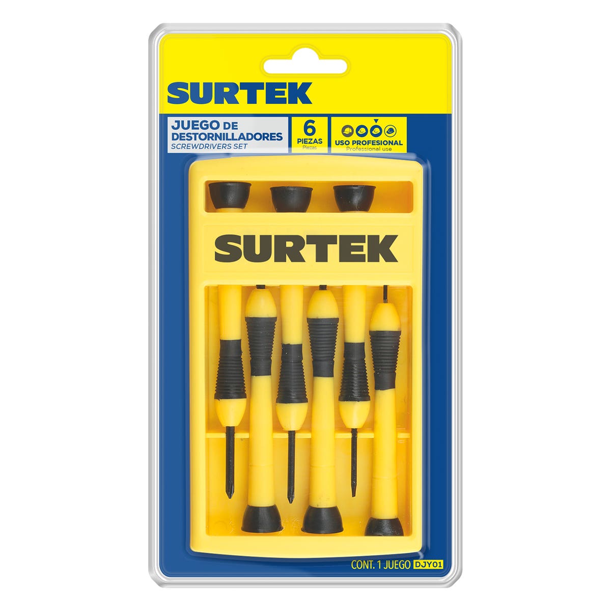 Juego De Destornilladores De Precisión Para Joyero Combinados, 6 Piezas En Caja Plástica, Surtek DJY01