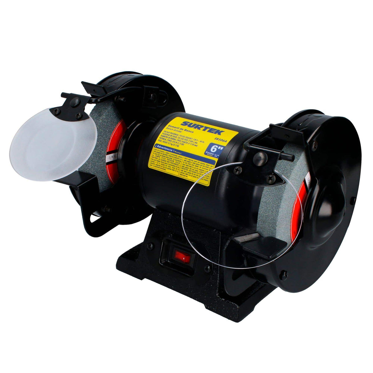 Esmeril De Banco Motor Silencioso De Inducción 6 1/2 HP 343 W 120 V, 3450 RPM, Surtek EB506A