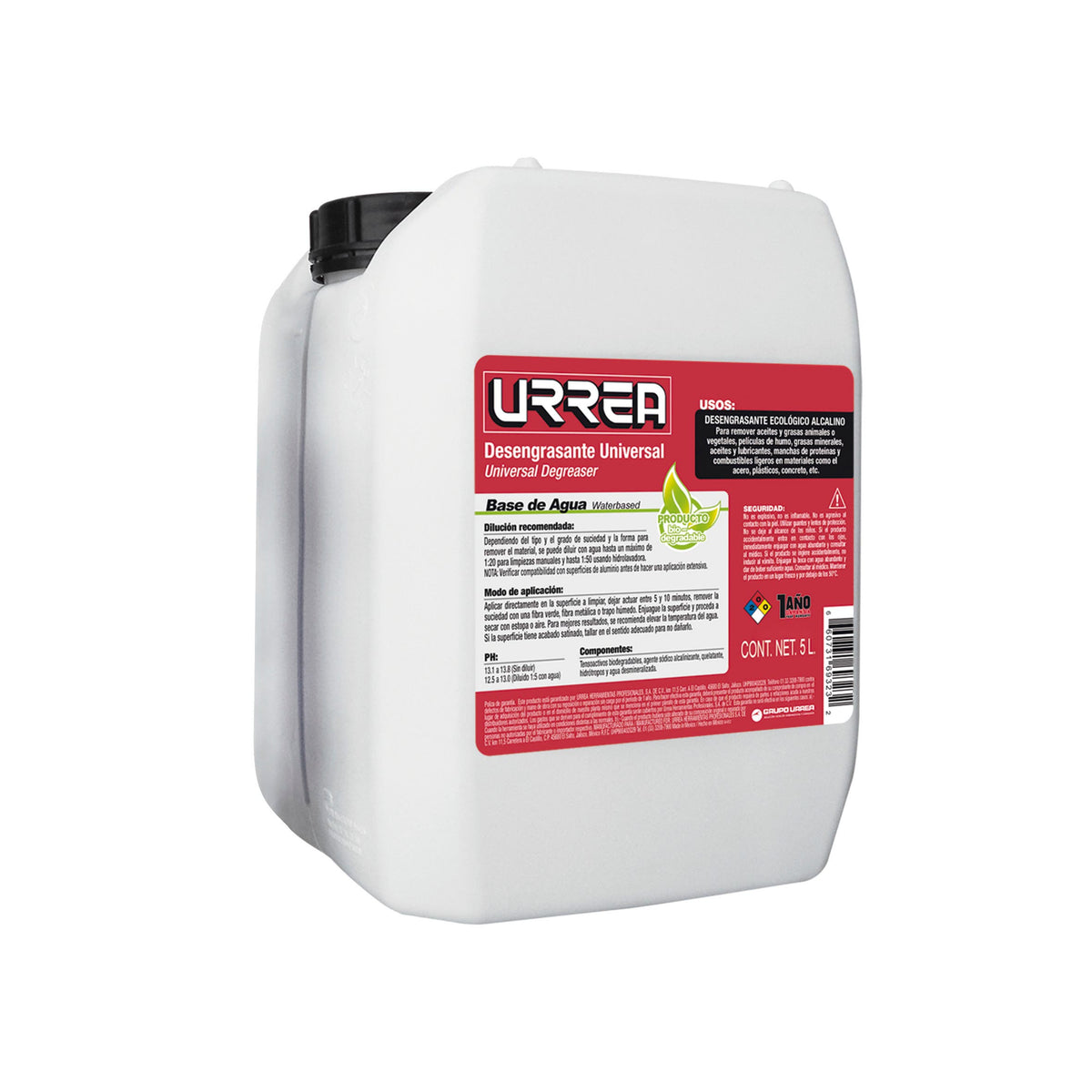 Desengrasante A Base De Agua 5 Lt, Urrea ECO15