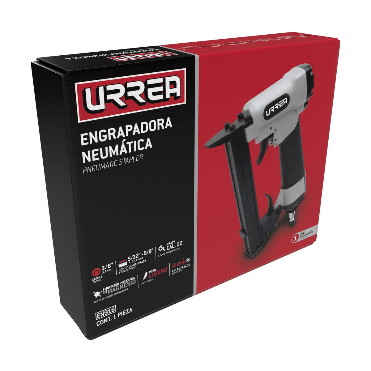 Engrapadora Neumática Calibre 22, Corona 3/8, Urrea EN916