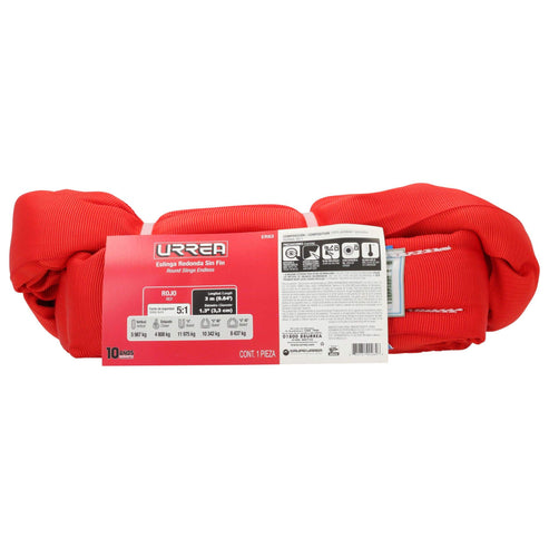 Eslinga De Poliéster Redonda Sin Fin Roja 3 m, 6 Ton, Urrea ER63