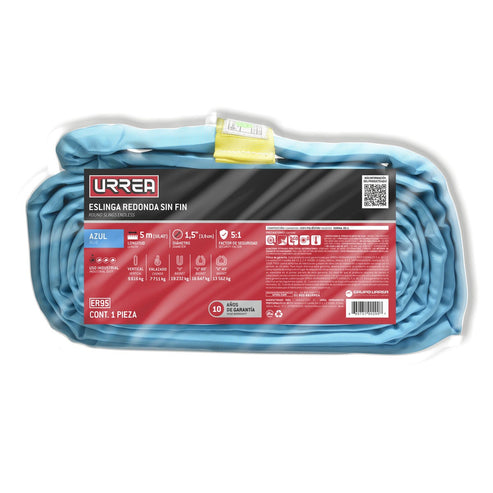 Eslinga De Poliéster Redonda Sin Fin Azul 5 m, 9 Ton, Urrea ER95