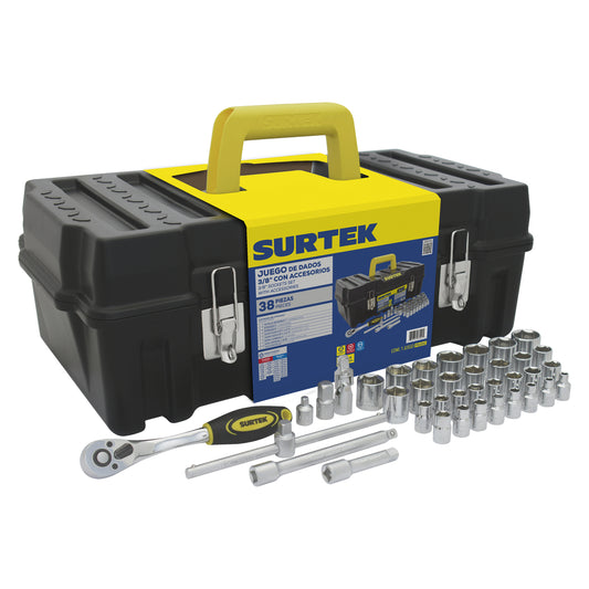 Juego De Dados Y Accesorios Cuadro De 3/8 Surtek F5101C