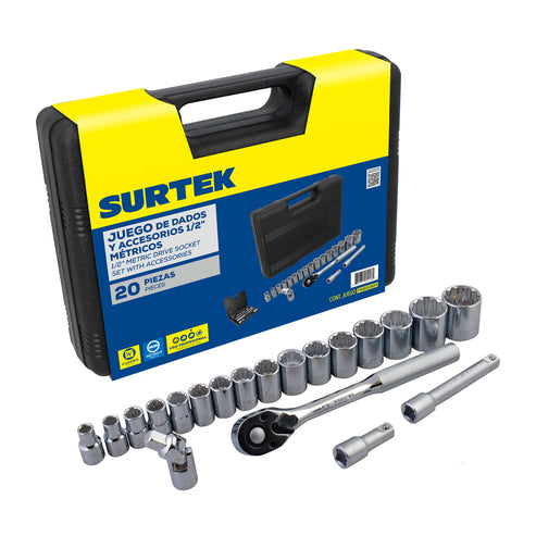 Juego De Dados Y Accesorios Cuadro De 1/2 Surtek F5800BM