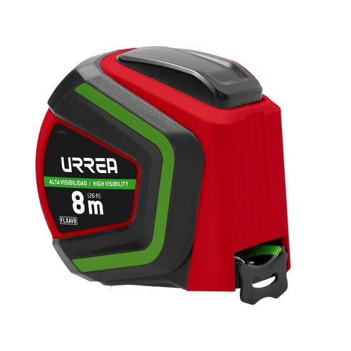 Flexómetro Anti-Impacto De Alta Visibilidad, 8 m x 19 mm, Urrea FLXAV8