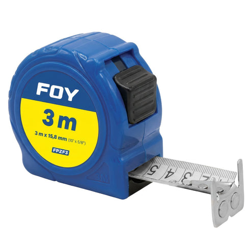 Flexómetro Con Carcasa De Plástico Turquesa, 3 m x 15 mm, Foy FPZF3