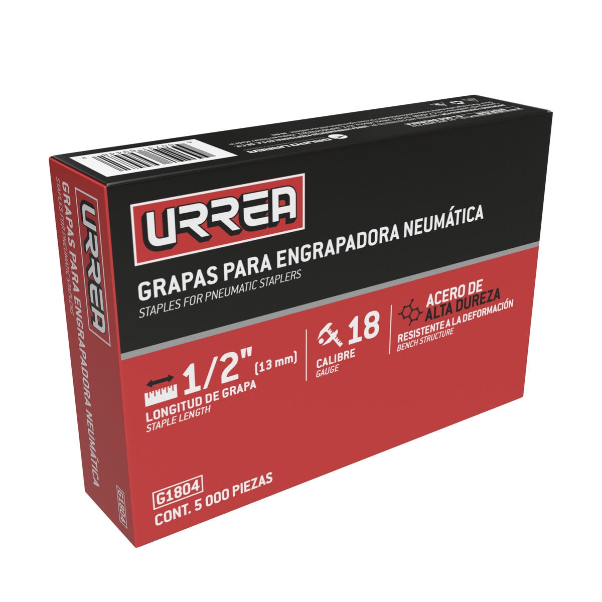 Grapas Para Engrapadora Neumática Calibre 18, Corona 1/4, Urrea G1804