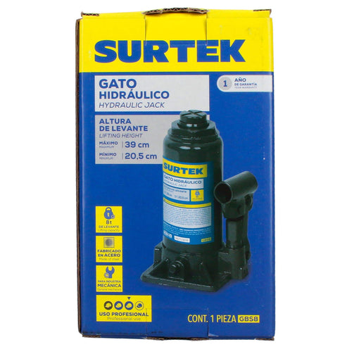 Gato Hidráulico De Botella, 8 Ton, Surtek GBS8