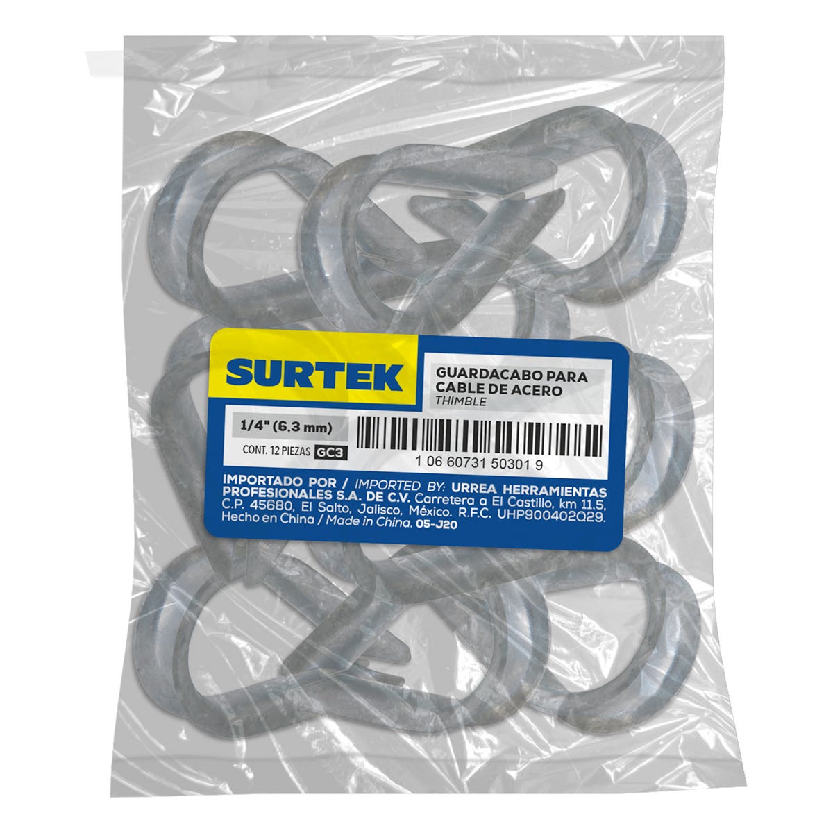Guardacabo Para Cable De Acero 1/4, Surtek GC3