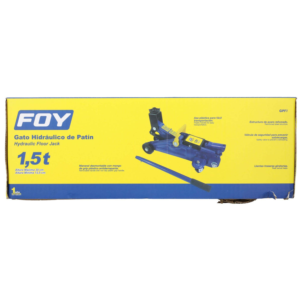 Gato Hidráulico De Patín Compacto, 1.5 Ton, Foy GPF1
