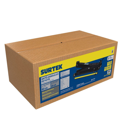 Gato Hidráulico De Patín Con Mango De Grip Plástico Antiderrapante, 2 Ton, Surtek GPP2