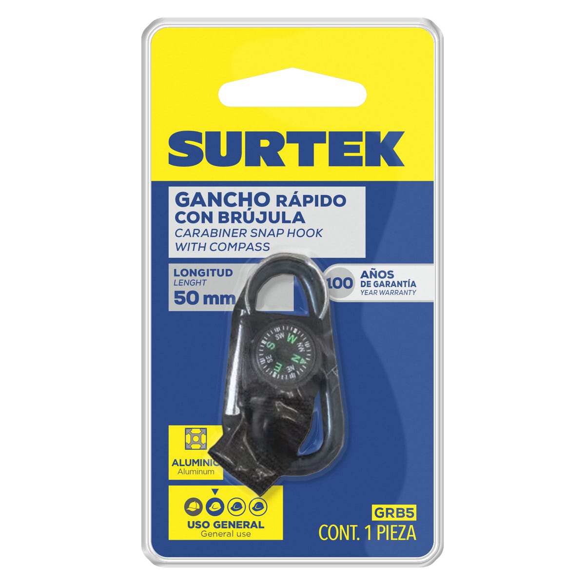 Gancho Rápido Con Brújula 5 x 50 mm, Surtek GRB5