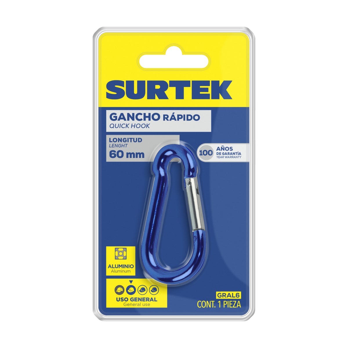 Gancho Rápido Tipo Ojo 8 x 80 mm, Surtek GRO8