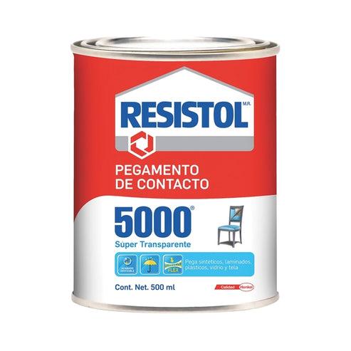 Pegamento De Contacto Súper Transparente Resistol 5000 ST 500 ML