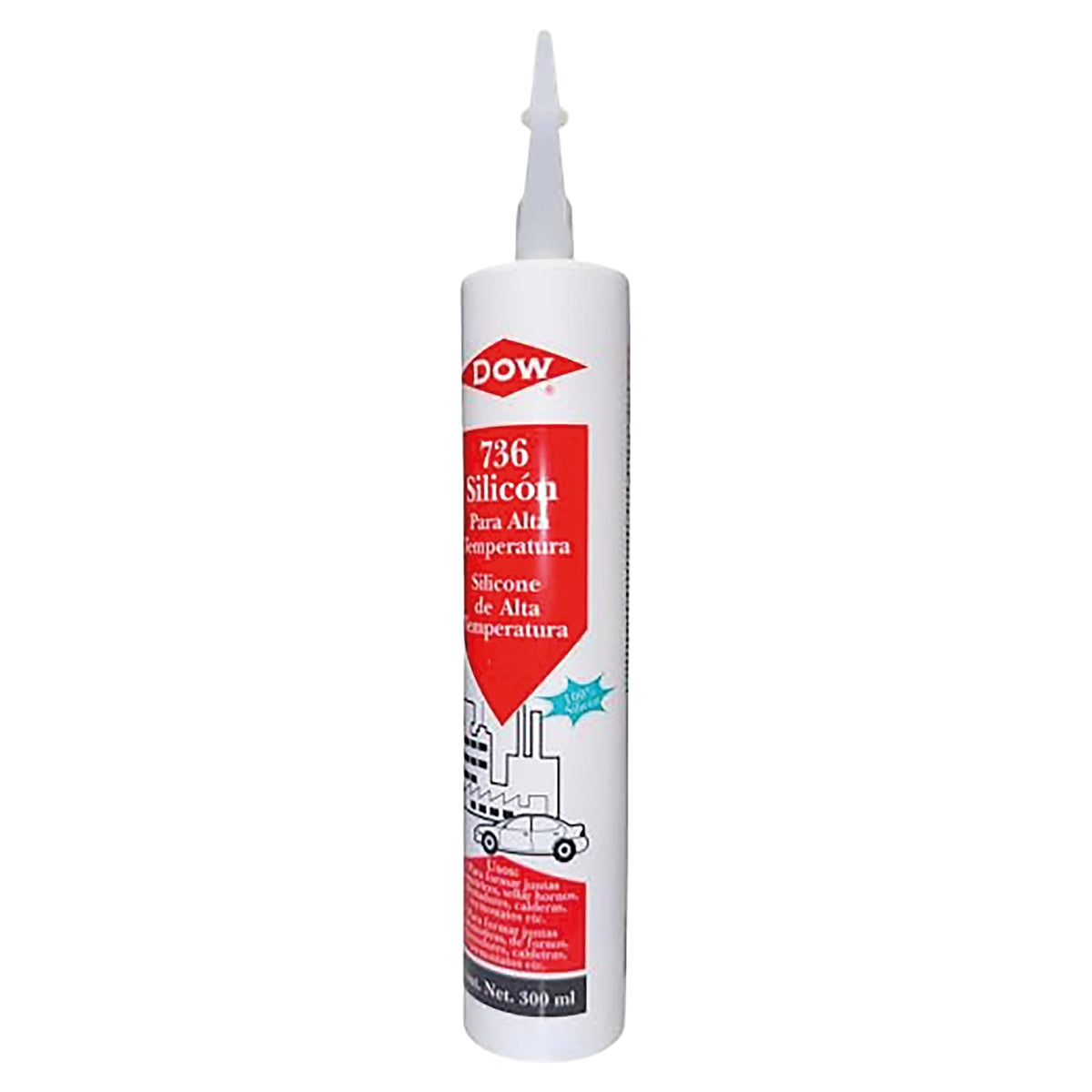 Sellador Silicón Resistente Al Calor Color Rojo Dowsil 736 300 ML Cartucho