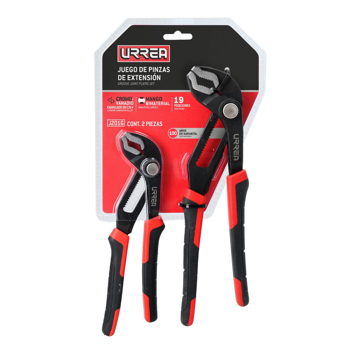 Juego De Pinzas De Extensión Con Mango Bimaterial, Quick Release, Urrea J201G