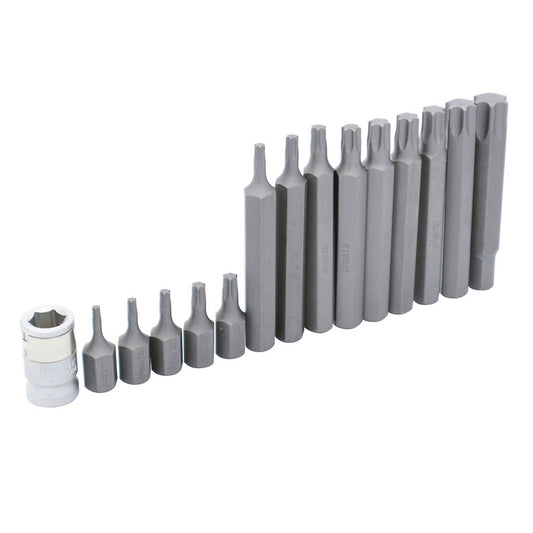 Juego De Puntas Torx Cortas Y Largas Hexágono De 3/8 Con Adaptador, 15 Piezas En Blíster, Urrea J230