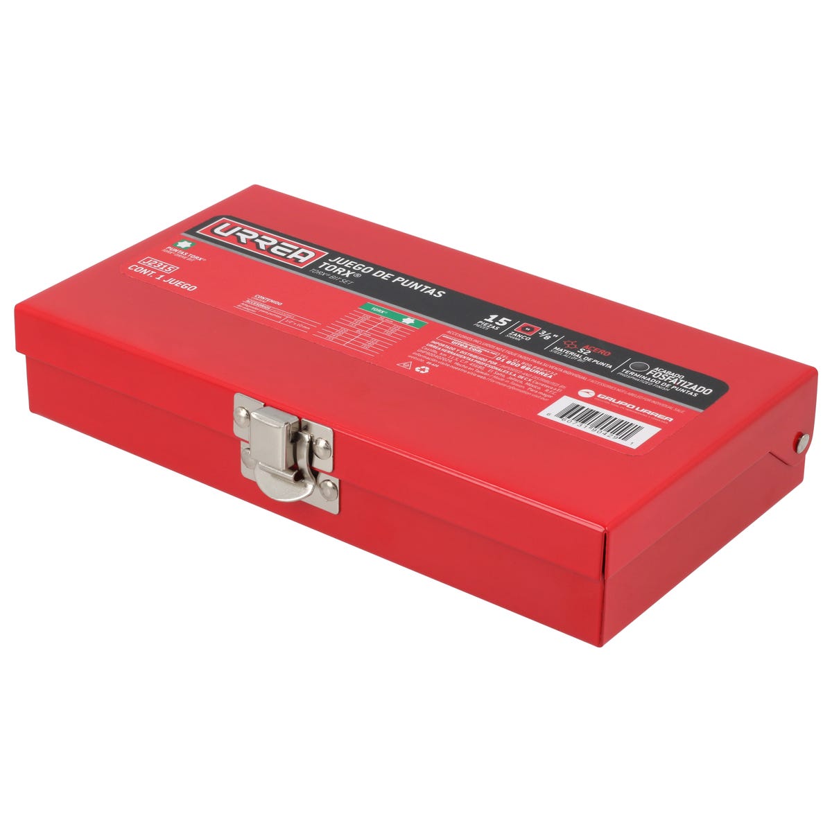 Juego De Puntas Torx Hexágono De 3/8 Con Adaptador, 15 Piezas En Caja Metálica, Urrea J2315