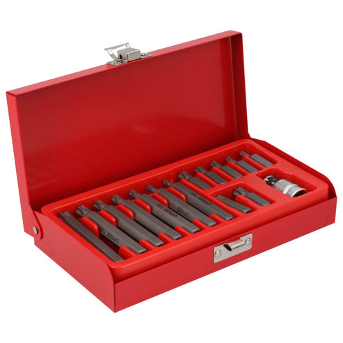 Juego De Puntas Torx Hexágono De 3/8 Con Adaptador, 15 Piezas En Caja Metálica, Urrea J2315