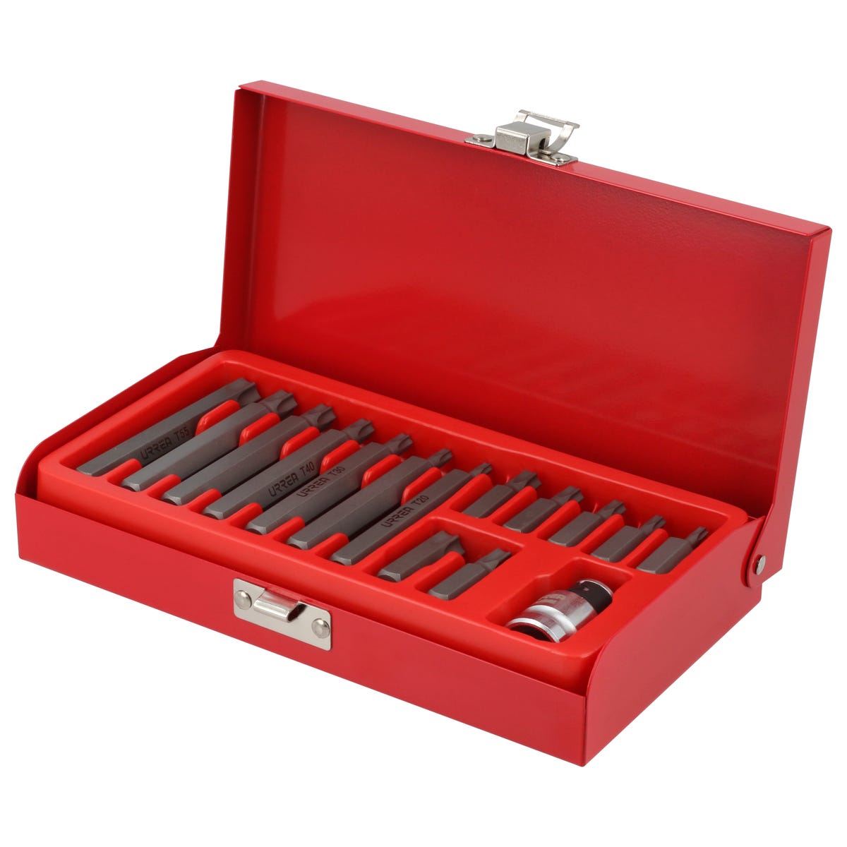 Juego De Puntas Torx Hexágono De 3/8 Con Adaptador, 15 Piezas En Caja Metálica, Urrea J2315