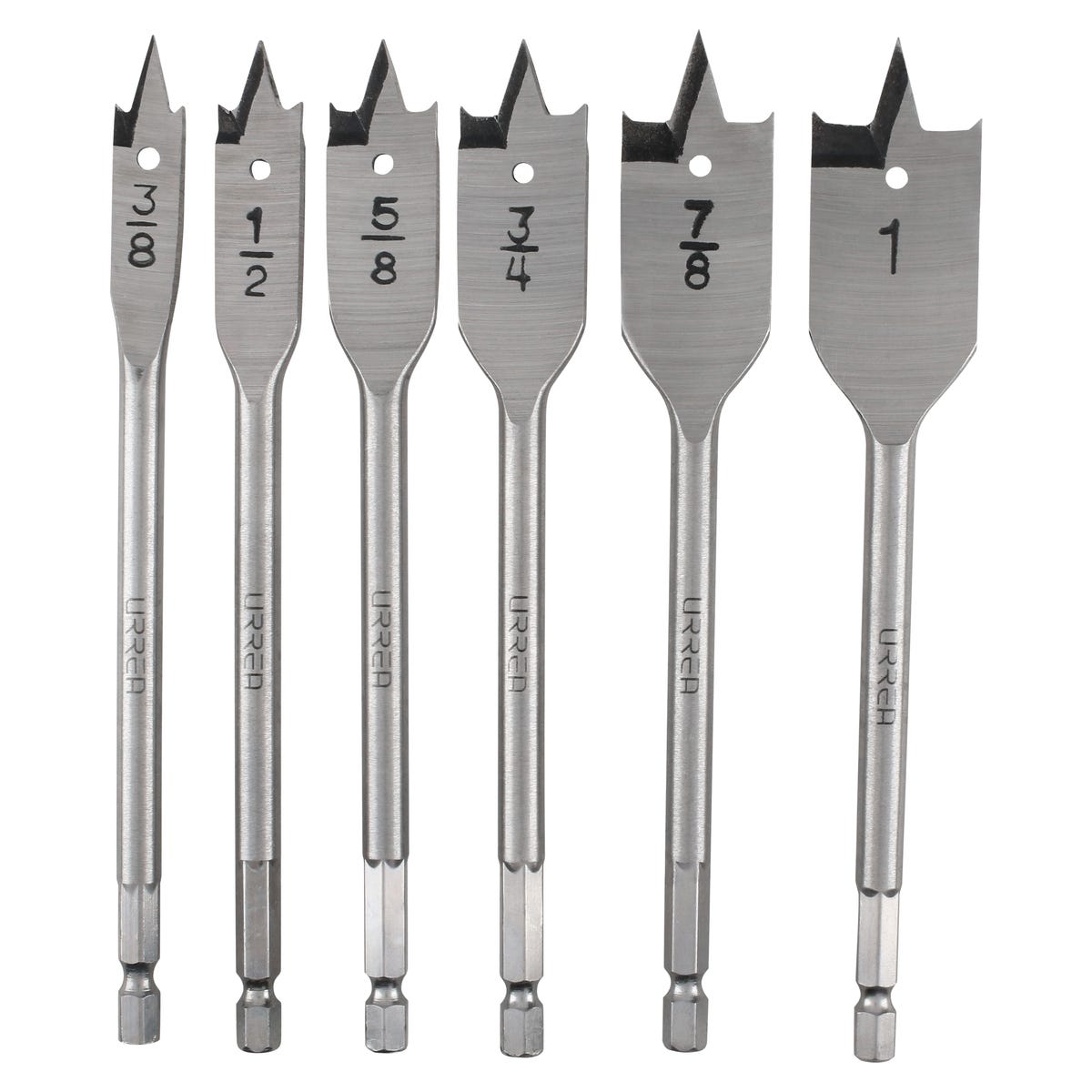 Juego De Brocas Para Madera De Acero Al Carbono Tipo Manita, 6 Piezas, Urrea JBM6