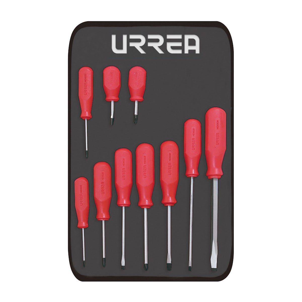 Juego De Destornilladores Con Mango Rojo, Combinados, Urrea JBU03