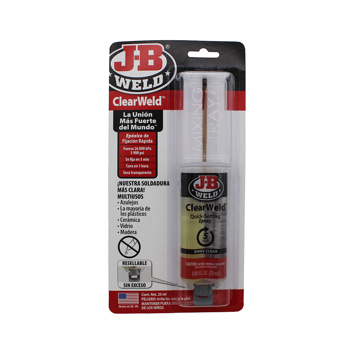 Adhesivo Epóxico Transparente 5 Min JB Weld 25 ML