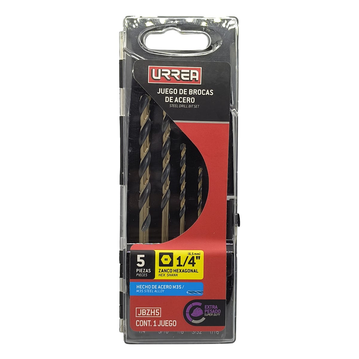 Juego De Brocas Premium De Acero De Alta Velocidad Zanco Hexagonal, 5 Piezas, Urrea JBZH5