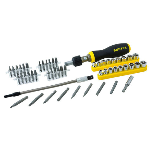 Juego De Puntas Y Accesorios Hexágono De 1/4, 53 Piezas En Caja Plástica, Surtek JDAP53