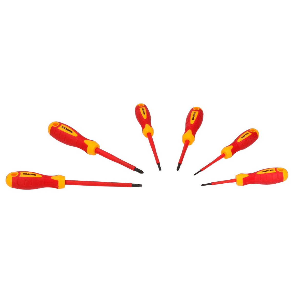 Juego De Destornilladores Con Mango Bimaterial 1000 V Combinados, 6 Piezas, Surtek JDB6V
