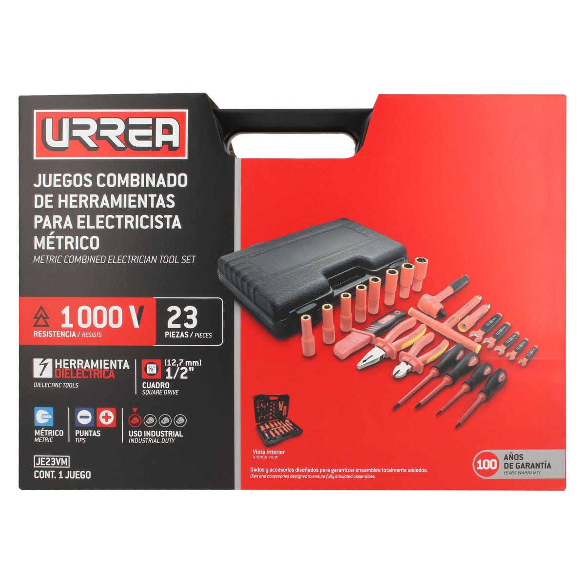 Juego Combinado De Herramientas Para Electricista 1000V Métrico, 23 Piezas, Urrea JE23VM