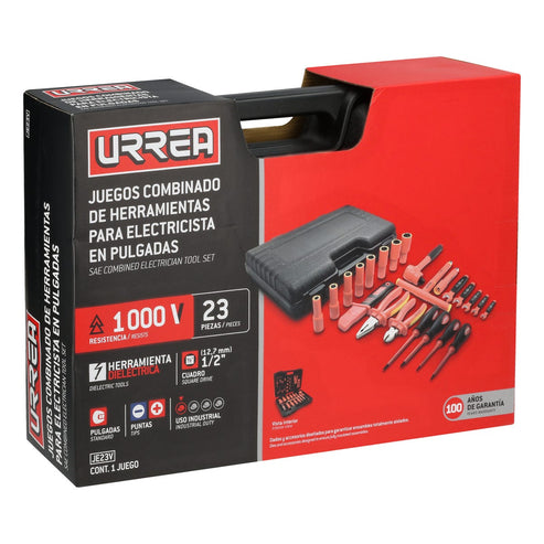 Juego Combinado De Herramientas Para Electricista De 1000V En Pulgadas, 23 Piezas, Urrea JE23V