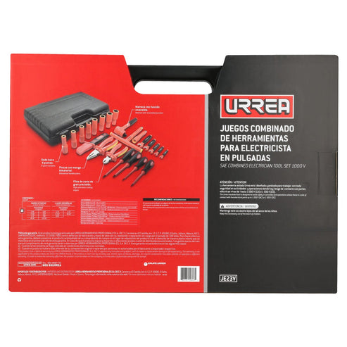 Juego Combinado De Herramientas Para Electricista De 1000V En Pulgadas, 23 Piezas, Urrea JE23V