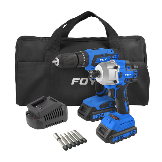 Juego De Rotomartillo Y Atornillador De Impacto A Batería Li-Ion 20 V 2 Piezas, Con Mochila, Foy JHIF1