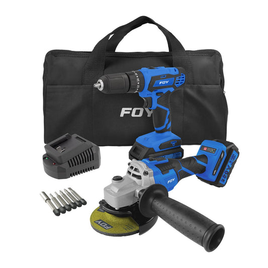 Juego De Rotomartillo Y Esmeriladora A Batería Li-Ion 20 V 2 Piezas, Con Mochila, Foy JHIF3