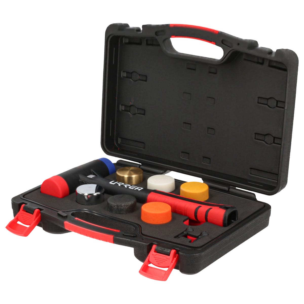 Juego De Mazo De Golpe Seco Con Mango Rubber Grip Tapas Intercambiables 16 Oz, 9 Piezas, Urrea JMTI