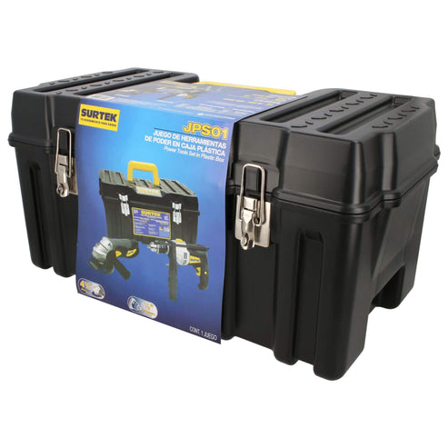 Juego Combinado De Herramienta Con Rotomartillo Y Esmeriladora 3 Piezas, Con Caja Plástica, Surtek JPS01