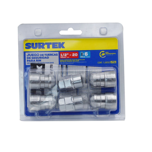 Juego De Tuercas De Seguridad Para Rin, 6 Piezas, Surtek JTS1