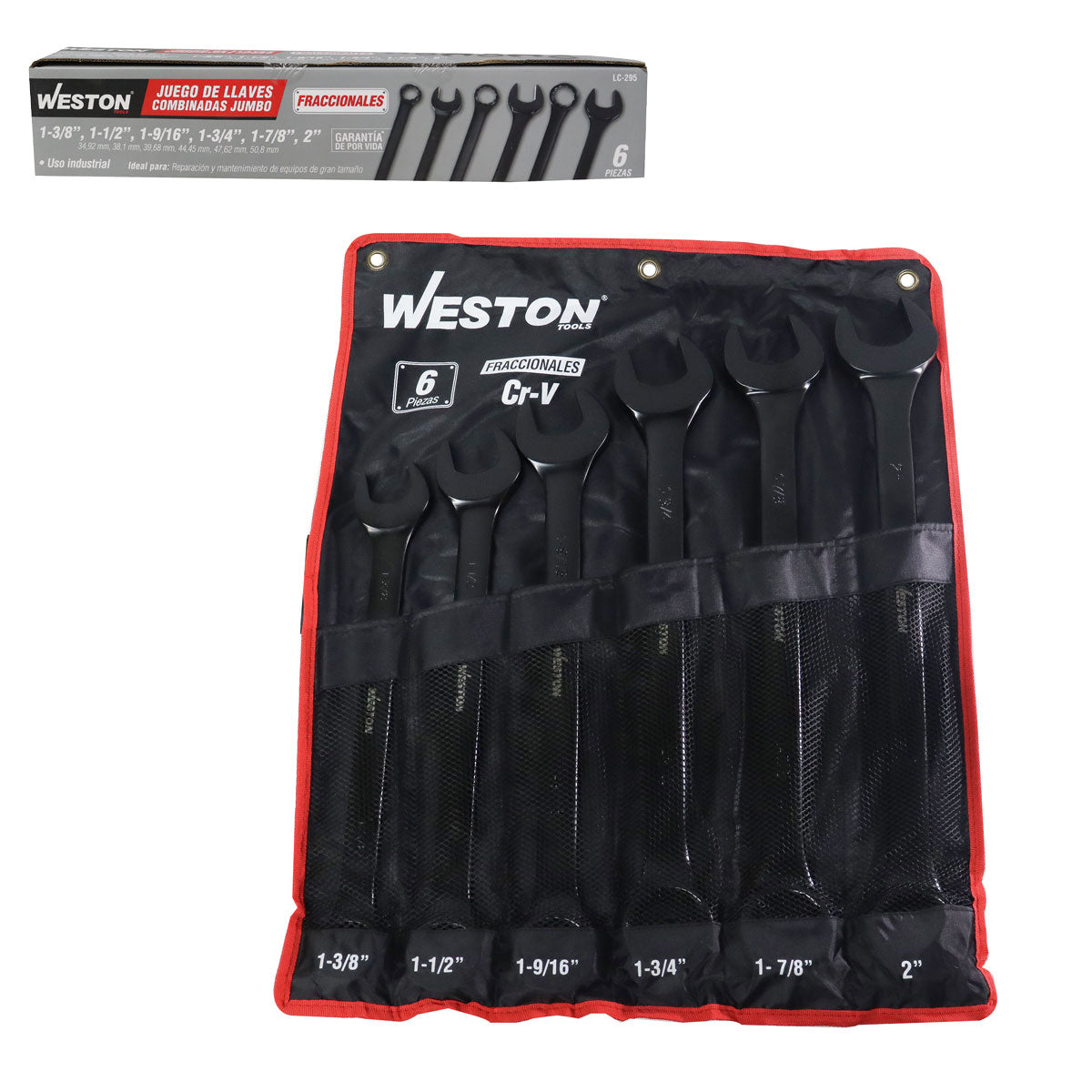 Juego De Llaves Combinadas Jumbo 6 Pzs 1-3/8" - 2" Fosfatizadas CrV