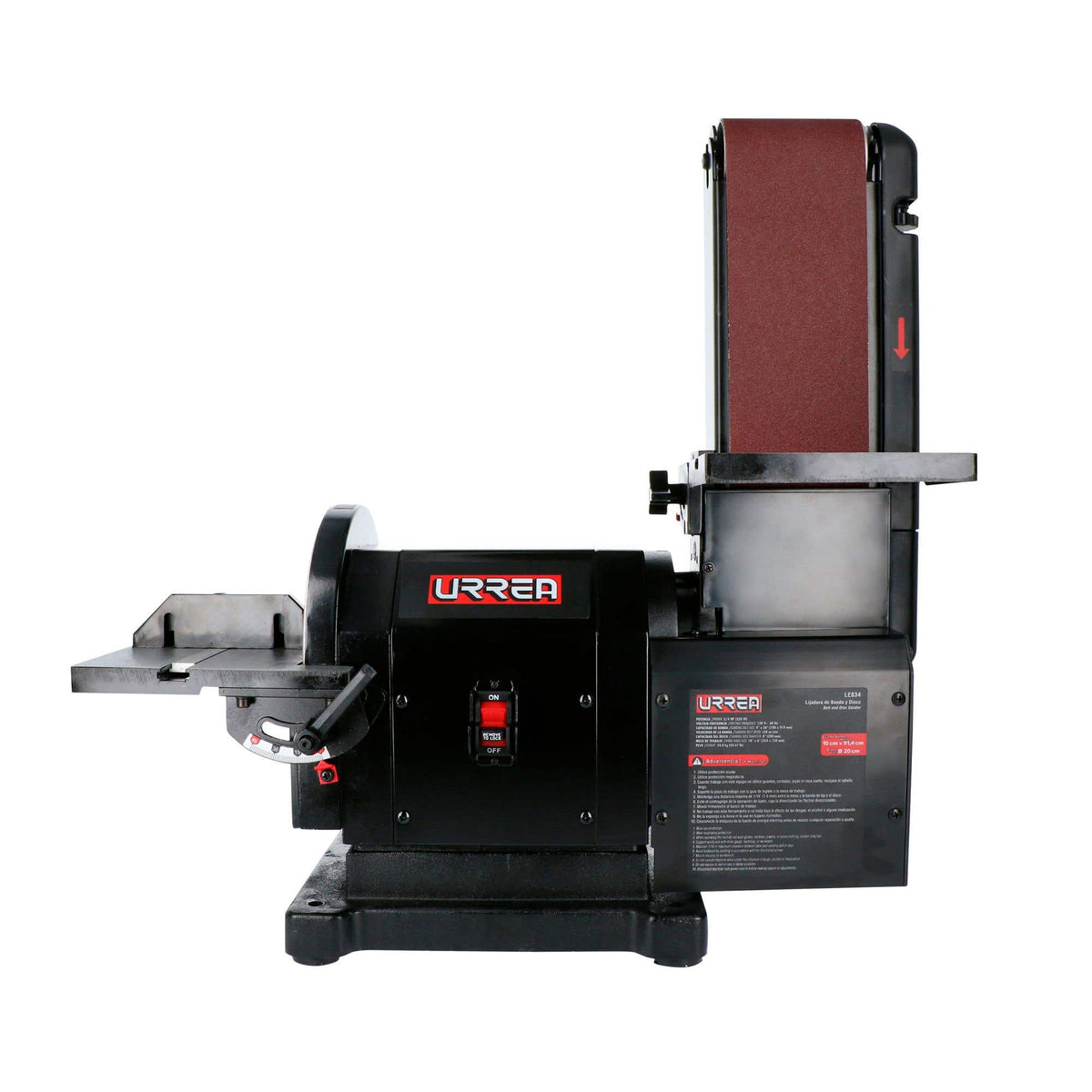 Lijadora De Banda Y Disco Estacionaria 4 x 36, 3/4 HP, Urrea LE834