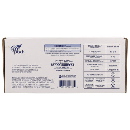 Lijadora Neumática Orbital 1/2 De Hoja 9, 000 RPM, Surtek LNO512