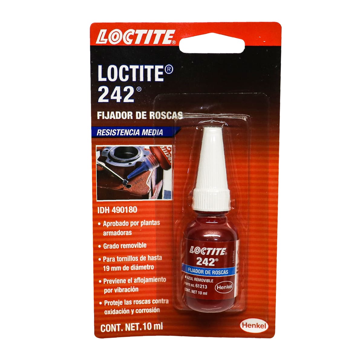 Loctite 242 Fijador de Roscas Resistencia Removible 10ml | LT-490180