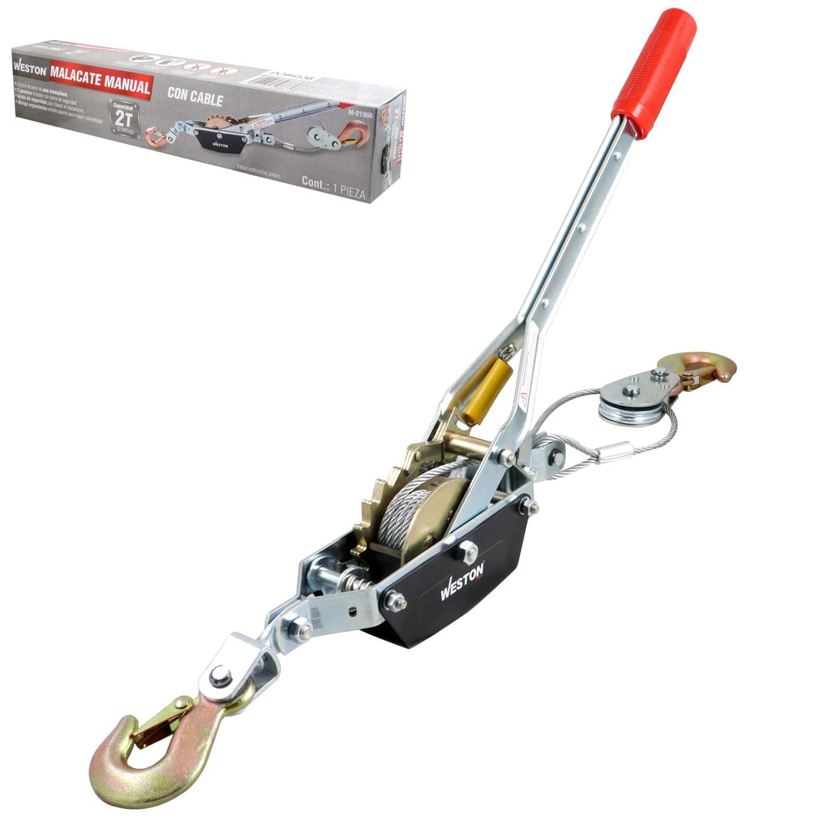 Malacate Manual 2 Ton Con Cable 2.2M X 4.8 Mm Una Cremallera | M-01966