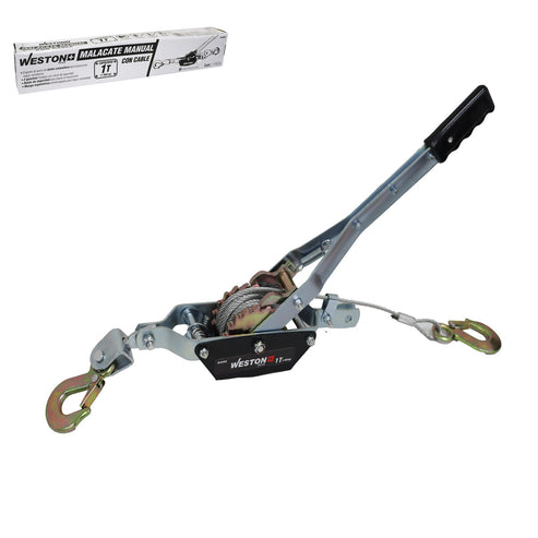 Malacate Manual 1 Ton Con Cable 3.5M X 5 Mm Doble Cremallera Weston Plus | M-01970