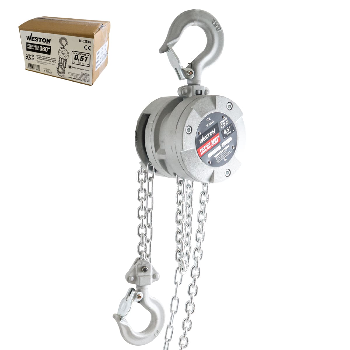 Polipasto Manual Mini 360° De Aluminio Elevación 3M 500KG | M-02545