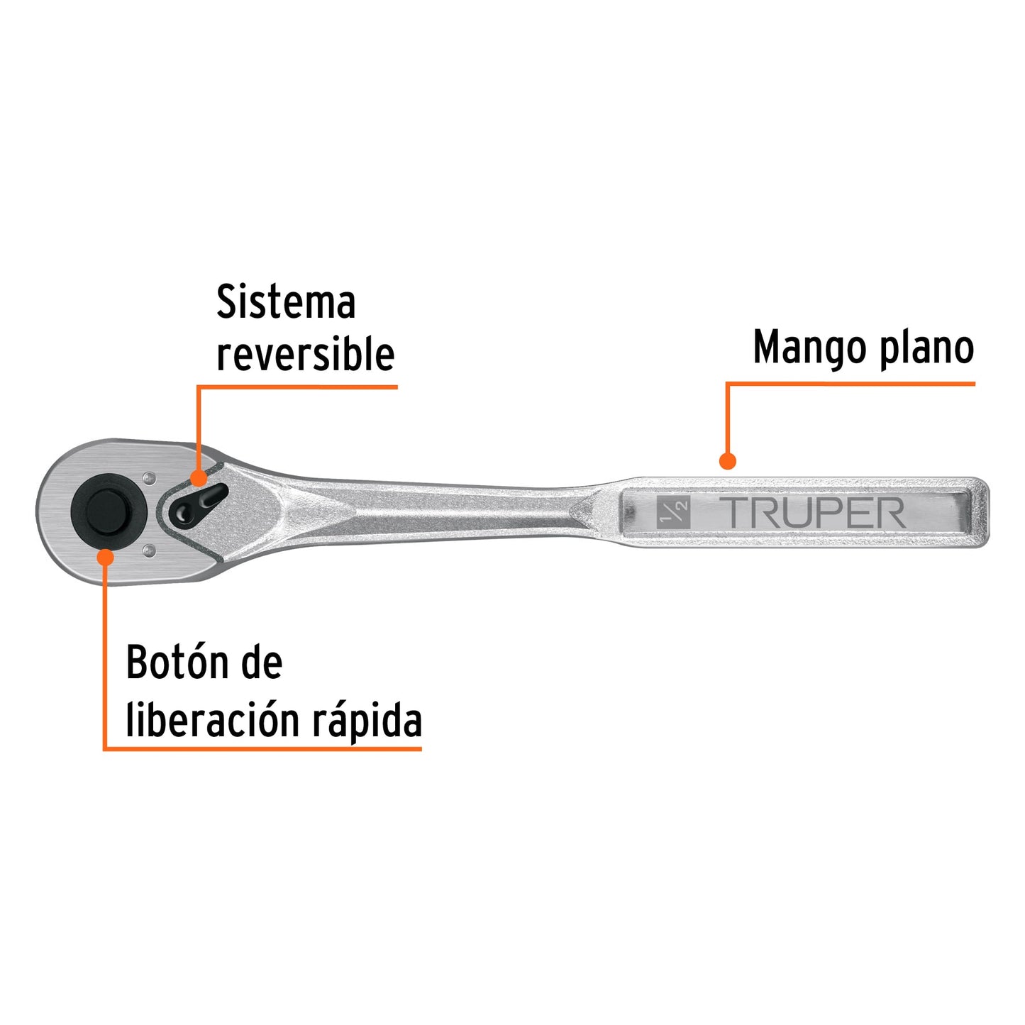 102401 M-1272 Matraca liberación rápida 72 dientes, cuadro 1/2", Truper