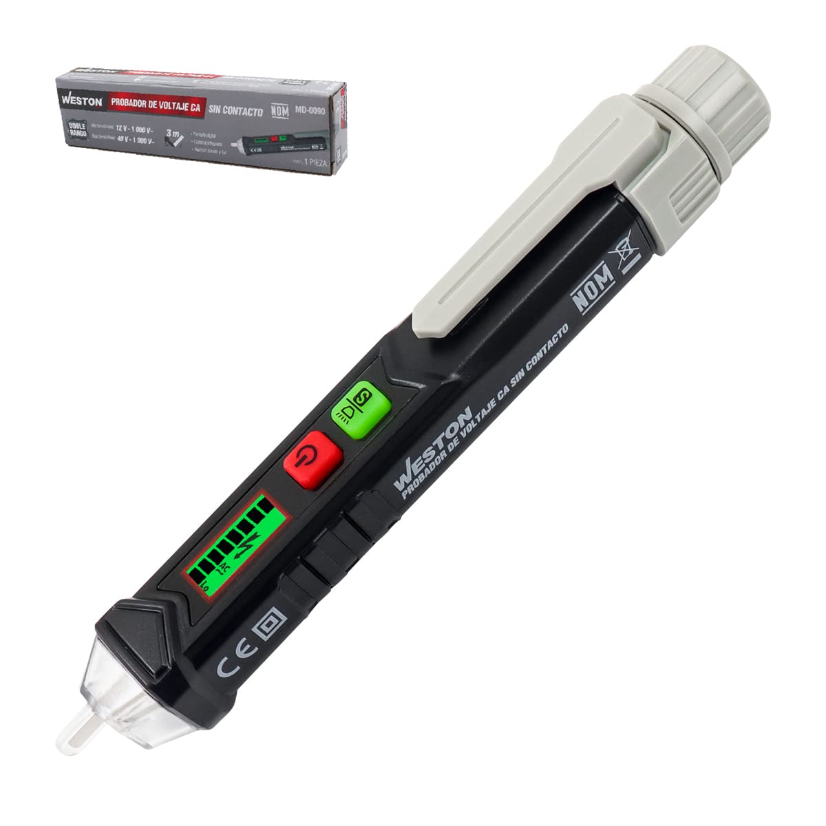 Probador de Voltaje CA sin Contacto Doble Rango 12V a 1000V CA/48V a 1000V CA | MD-0090